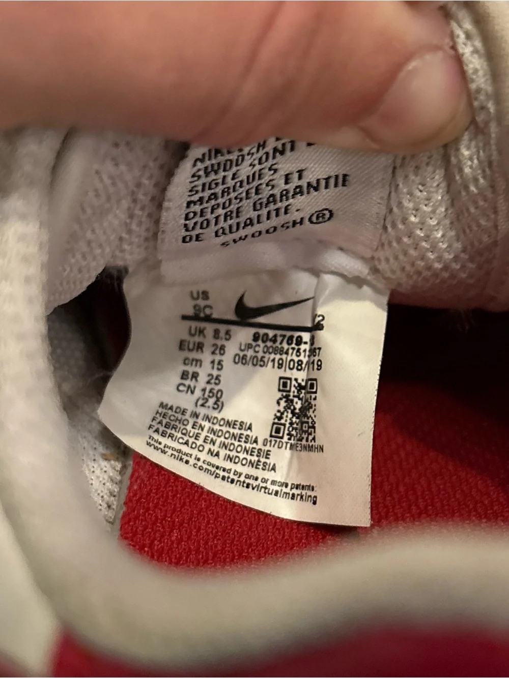 Nike Kids White Sneakers with Red Swoosh
